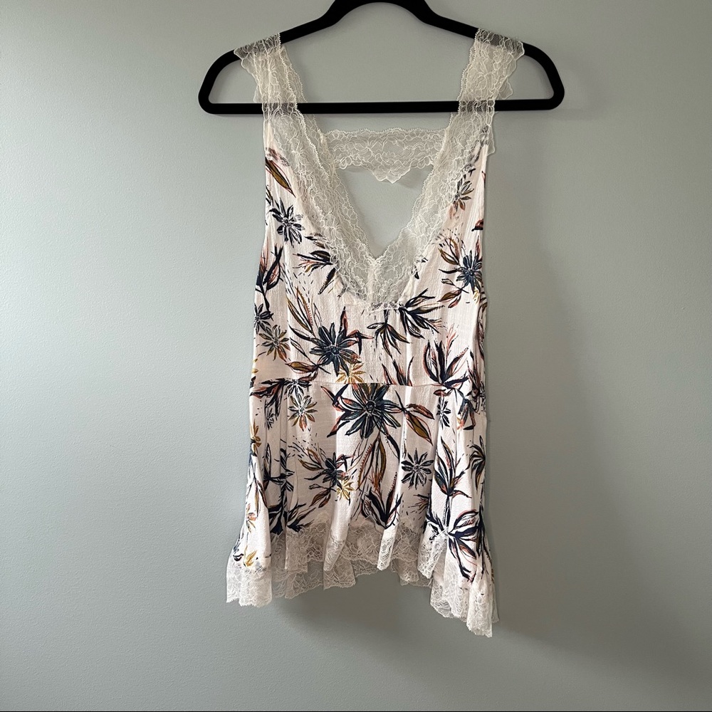 Free People Floral and Lace Tank Top